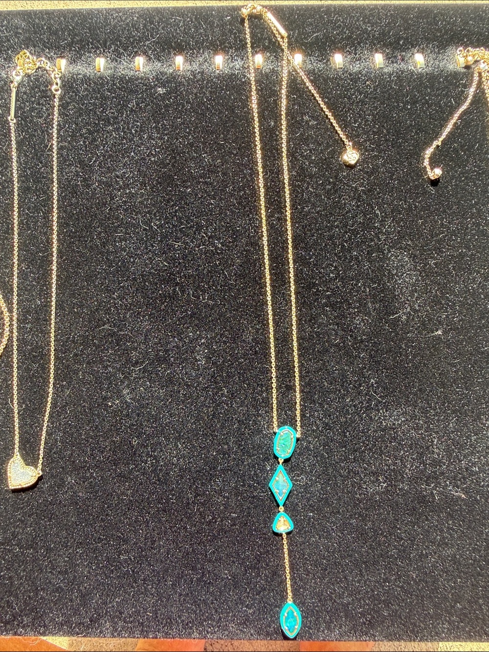 Kendra Scott Gold tone Necklace with Turquoise Blue Enamel Mother of Pearl drop